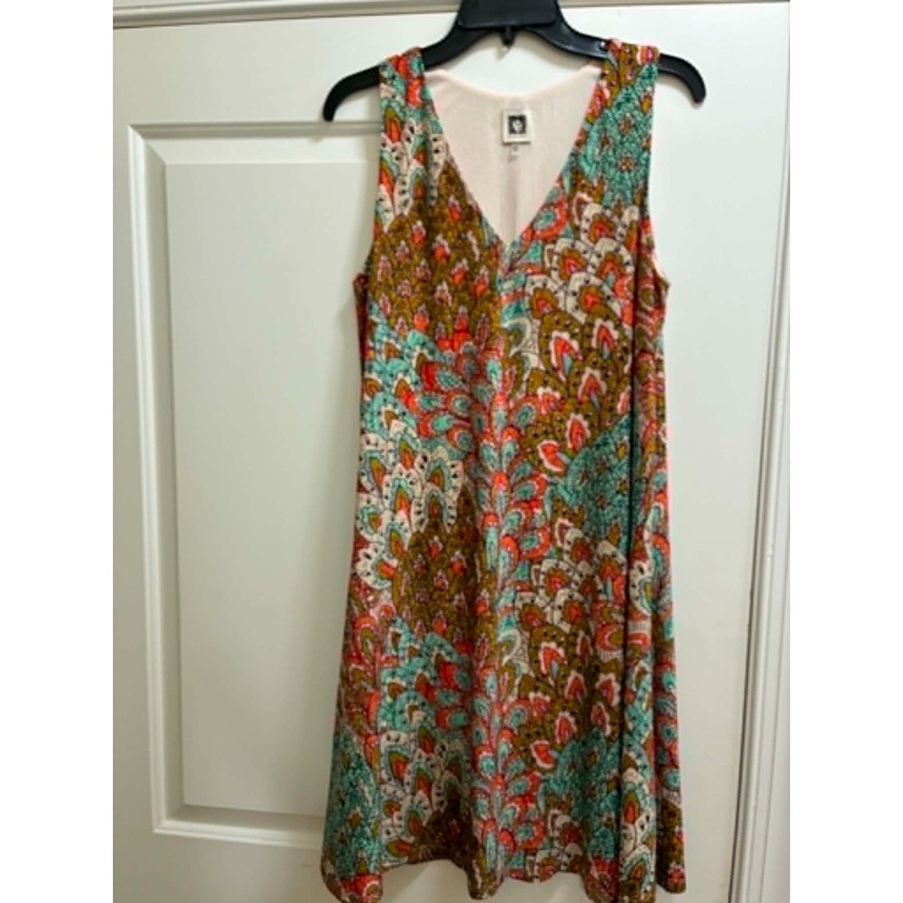 Anne Klein Womens Size 8 Sleeveless Paisley Shift Dress Boho Career Midi Lined